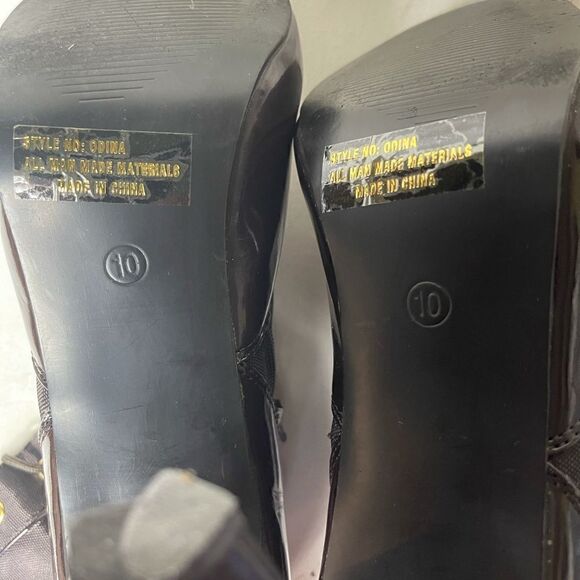 Herstyle brown lace up boots heels nylon and faux leather size 10 - Picture 7 of 12